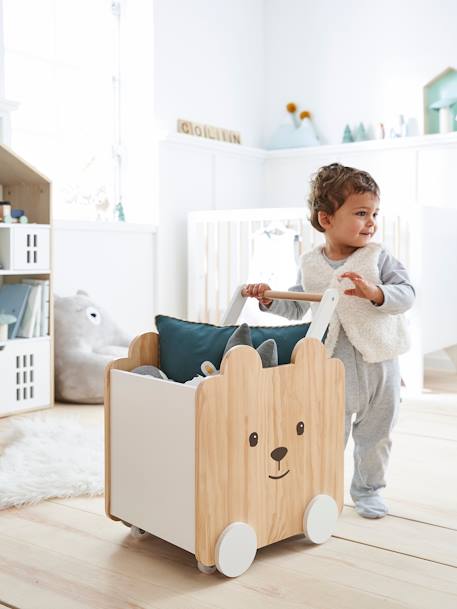 Kinderzimmer Fahrbare Spielzeugkiste BÄR - natur/weiß - 5