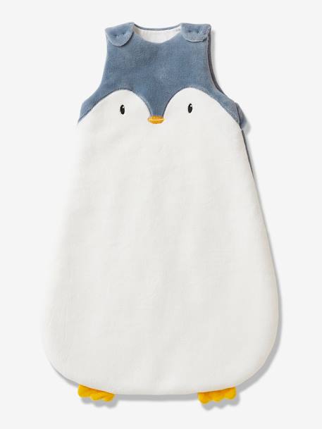 Baby Winterschlafsack PINGUIN, Ärmel abnehmbar - wollweiß/blau - 3