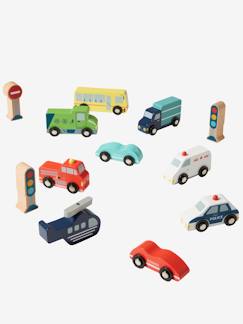 Spielzeug-Miniwelten, Konstruktion & Fahrzeuge-Fahrzeuge, Garagen & Züge-Kinder Spielset, 9 Holz-Autos FSC®