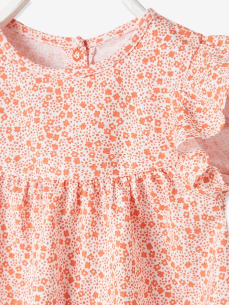 Mädchen Baby T-Shirt, Blumen Oeko-Tex - marine bedruckt+rosa bedruckt+türkis - 6