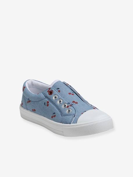 Mädchen Stoff-Sneakers mit Gummizug - blau/kirschen - 2