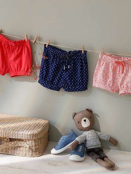 Jersey-Shorts für Mädchen Baby Oeko-Tex - königsblau bedruckt+salbeigrün+senfgelb bedruckt+weiß/rot bedruckt - 4
