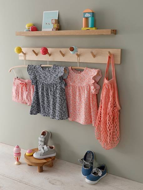 Mädchen Baby T-Shirt, Blumen Oeko-Tex - marine bedruckt+rosa bedruckt+türkis - 3