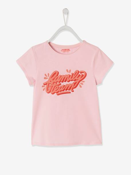 vertbaudet x Studio Jonesie: Mädchen T-Shirt FAMILY TEAM, Bio-Baumwolle - rosa - 3
