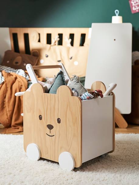 Kinderzimmer Fahrbare Spielzeugkiste BÄR - natur/weiß - 4