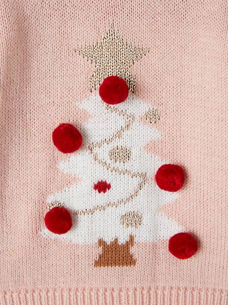 Baby Weihnachtspullover, Tannenbaum mit Pompons Oeko-Tex - zartrosa - 3