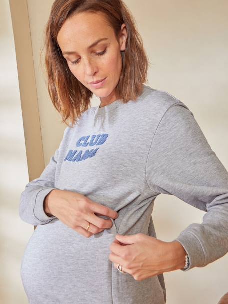 Sweatshirt für Schwangerschaft & Stillzeit Oeko-Tex - grau meliert - 1