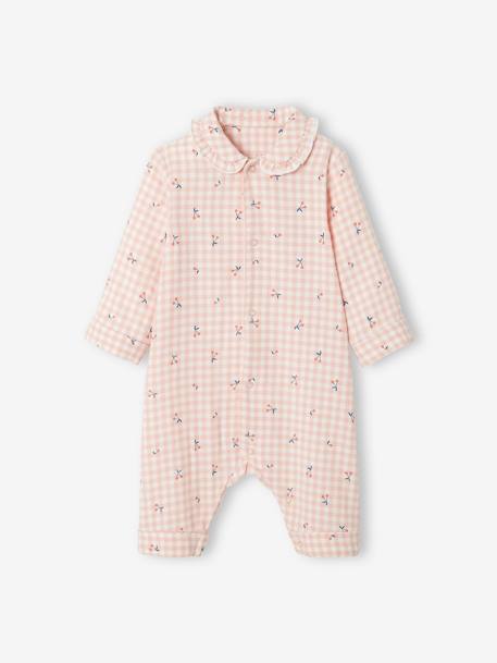 Einteiliger Baby Schlafanzug, Flanell  Oeko-Tex - rosa kariert - 3