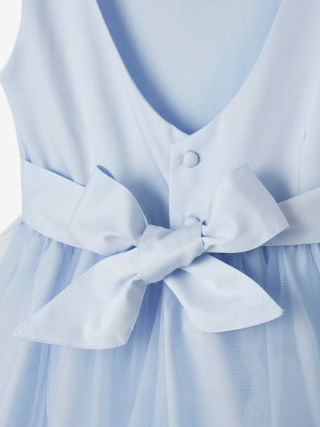 Festliches Mädchenkleid, Satin und Tüll - hellblau+weiß+zartrosa - 3