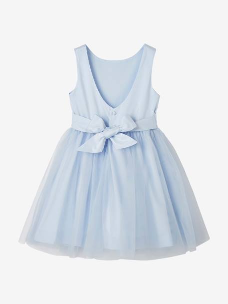 Festliches Mädchenkleid, Satin und Tüll - hellblau+weiß+zartrosa - 2