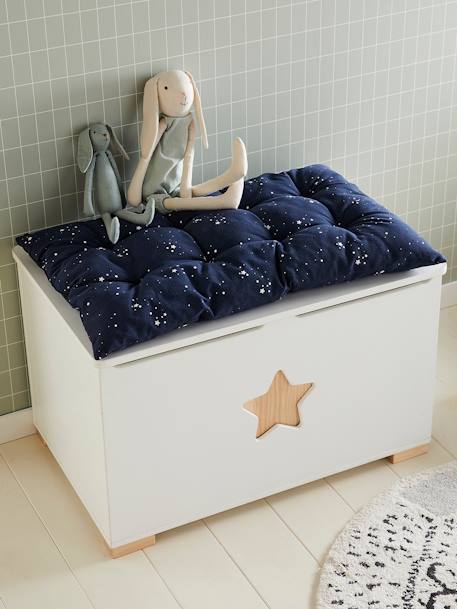Kinderzimmer Kissen für Sitzbank oder Truhe - nachtblau polarstern+senfgelb ethnomuster+weiß blumenzauber - 4