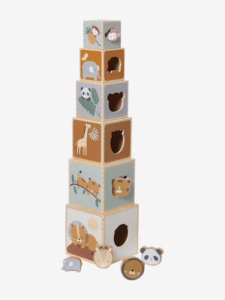 Baby Stapelturm mit Steckspiel aus Holz FSC® - mehrfarbig/das süße leben+mehrfarbig/grüner wald+mehrfarbig/pandafreunde - 14