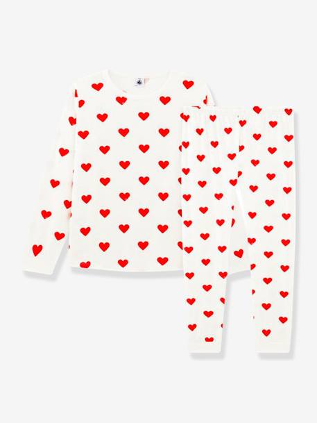 Mädchen Schlafanzug aus Bio-Baumwolle PETIT BATEAU, Herzen - weiß bedruckt herzen - 2