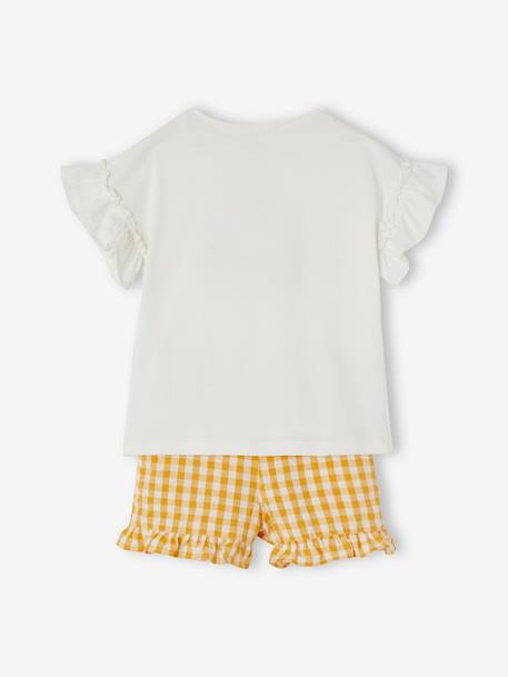 Mädchen-Set: T-Shirt & Shorts mit Karomuster - wollweiß - 5