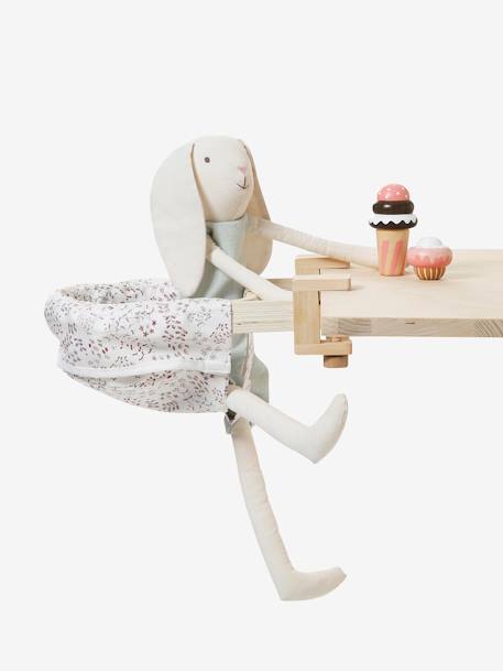Puppen-Tischsitz MINI FLORA, Stoff/Holz FSC® - weiß/rosa geblümt - 1