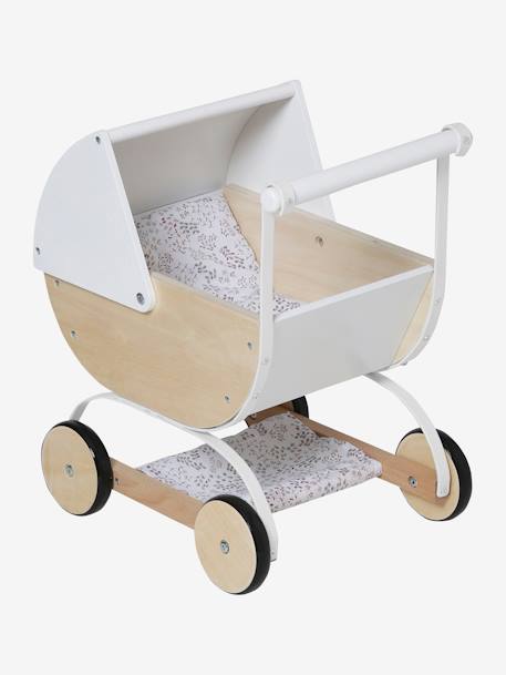 Puppen-Kinderwagen MINI FLORA, Holz FSC® - weiß/natur - 1