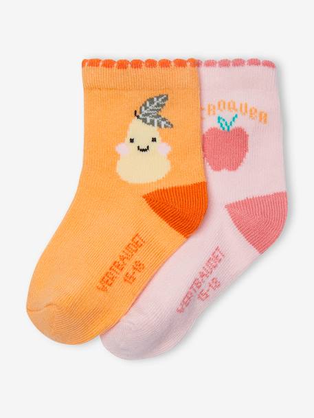 2er-Pack Baby Socken mit Früchten Oeko-Tex - pfirsich - 1