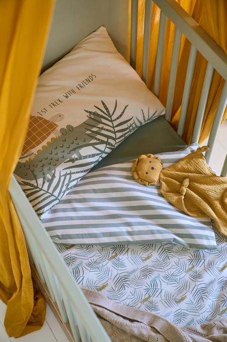 Baby Bettbezug ohne Kissenbezug TREK Oeko-Tex - weiß bedruckt/krokodil - 3