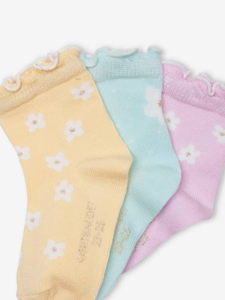 3er-Pack Mädchen Baby Socken mit Blumen Oeko-Tex - hellgelb - 2