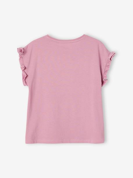 Mädchen T-Shirt mit Volantärmeln - dunkelrosa+hellgelb+marine+pfirsich+wollweiß - 4