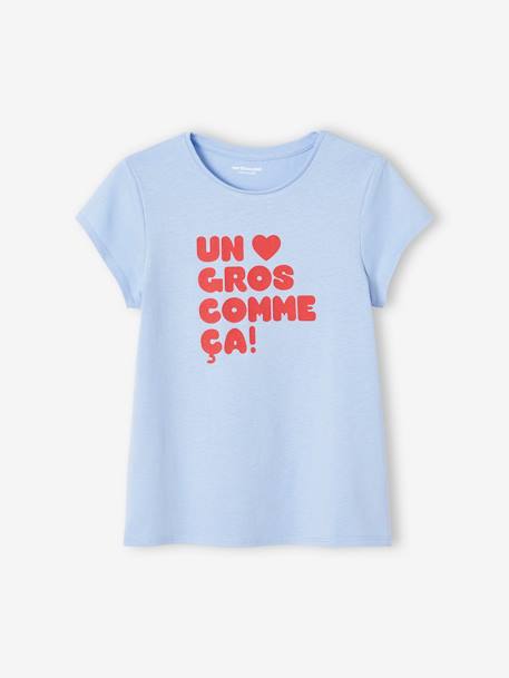 Mädchen T-Shirt, Message-Print BASIC Oeko-Tex - bonbon rosa+erdbeer+hellblau+himmelblau+koralle+marine+rot+tannengrün+vanille - 7