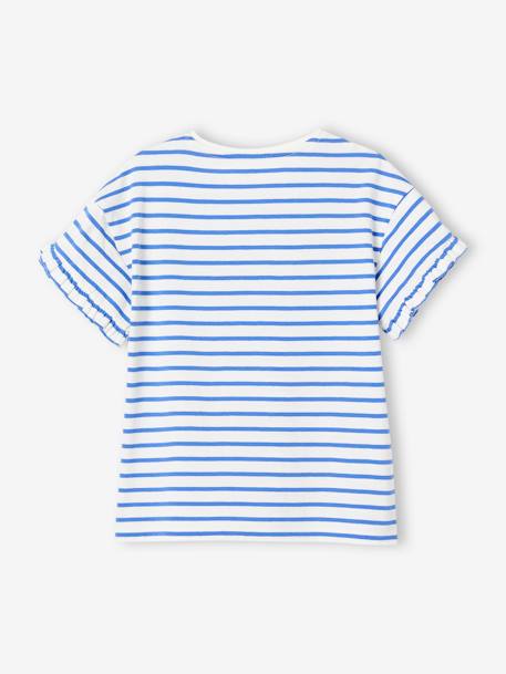 Mädchen T-Shirt mit Paillettenherz - blau gestreift+marine+wollweiß gestreift - 3