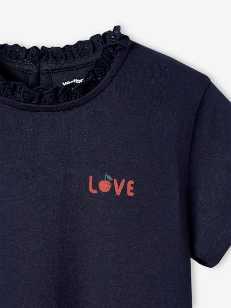 Mädchen T-Shirt mit Rüschen LOVE, personalisierbar - marine+wollweiß - 4