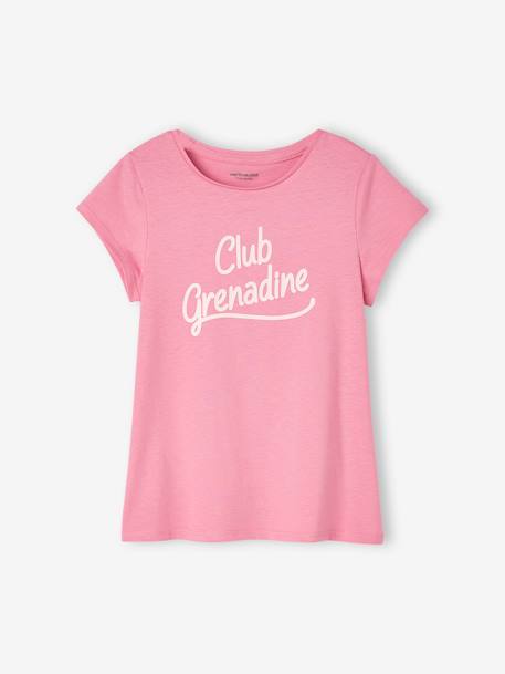 Mädchen T-Shirt, Message-Print BASIC Oeko-Tex - bonbon rosa+erdbeer+himmelblau+koralle+marine+rot+tannengrün+vanille+wollweiß - 1