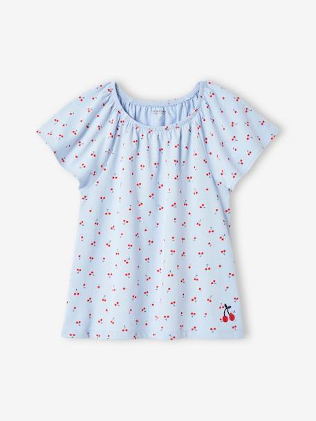 Mädchen T-Shirt mit Schmetterlingsärmeln, bedruckt - hellblau - 1