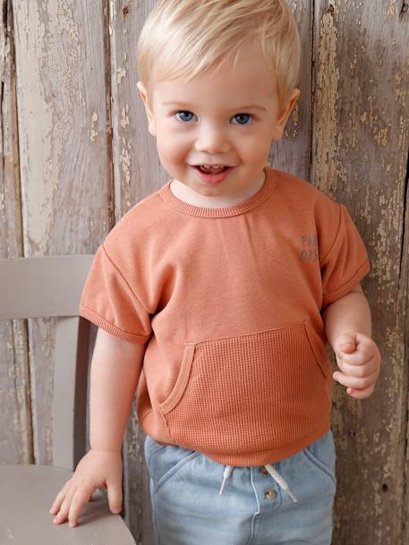Baby Sweatshirt mit kurzen Ärmeln - rostbraun - 2