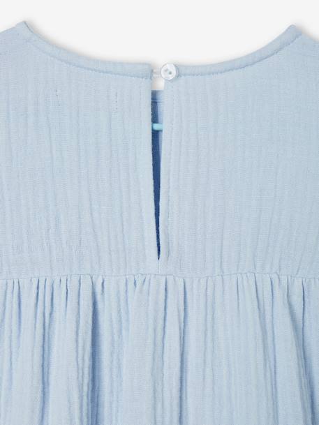 Mädchen Festkleid aus Musselin - hellblau - 5