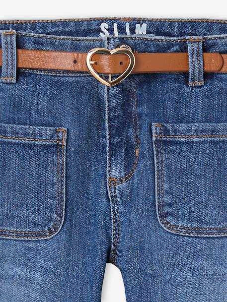Die UNVERWÜSTLICHE, robuste Mädchen Jeans, Slim-Fit mit Gürtel - blue stone+grau - 5