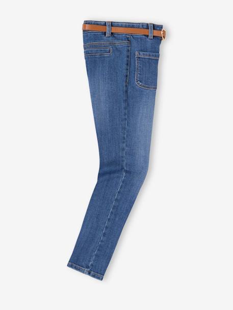 Die UNVERWÜSTLICHE, robuste Mädchen Jeans, Slim-Fit mit Gürtel - blue stone+grau - 2