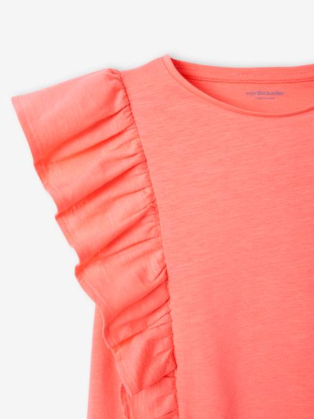 Mädchen T-Shirt mit Volants - koralle+pfirsich+salbeigrün - 3
