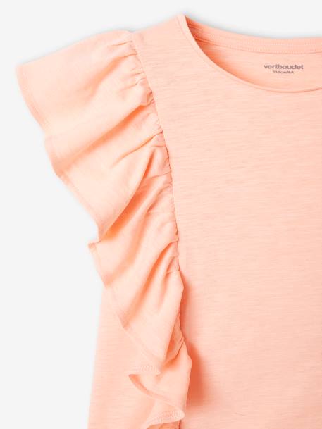 Mädchen T-Shirt mit Volants - koralle+pfirsich+salbeigrün - 6