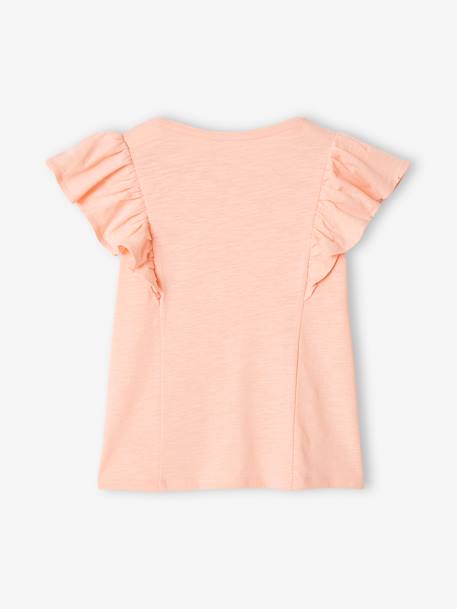 Mädchen T-Shirt mit Volants - koralle+pfirsich+salbeigrün - 5