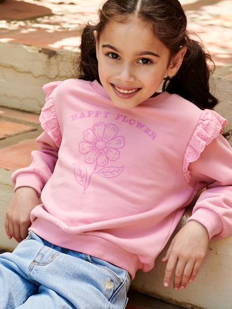 Mädchen Sweatshirt mit Volants - rosa - 3