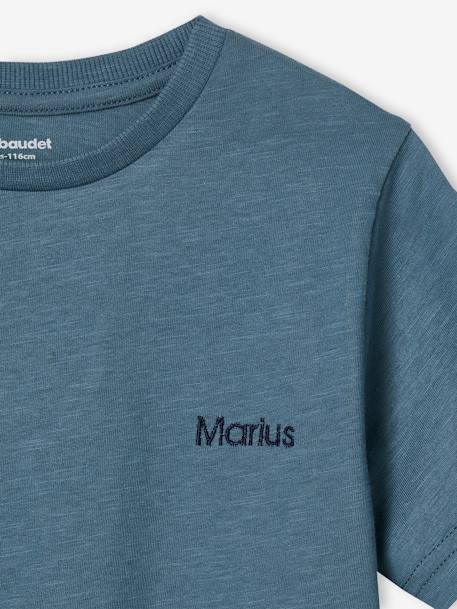 Jungen T-Shirt BASIC, personalisierbar Oeko-Tex - blaugrau+bordeaux+graugrün+mandarine+marine+türkis+wollweiß - 4