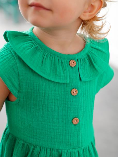 Mädchen Baby Kleid - grün+orange - 6