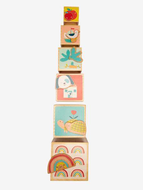 Baby Stapelturm mit Steckspiel aus Holz FSC® - mehrfarbig/das süße leben+mehrfarbig/grüner wald+mehrfarbig/pandafreunde - 5