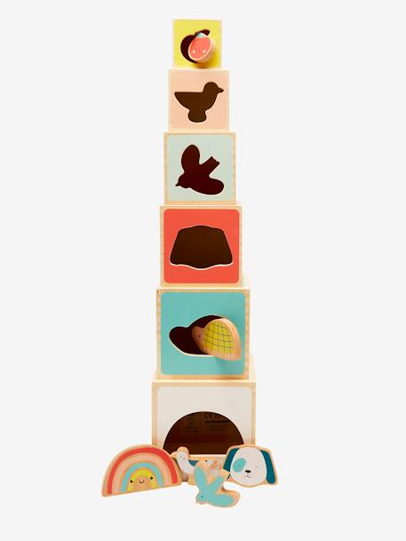 Baby Stapelturm mit Steckspiel aus Holz FSC® - mehrfarbig/das süße leben+mehrfarbig/grüner wald+mehrfarbig/pandafreunde - 3