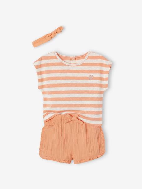Baby-Set: T-Shirt, Shorts & Kopftuch - orange - 3
