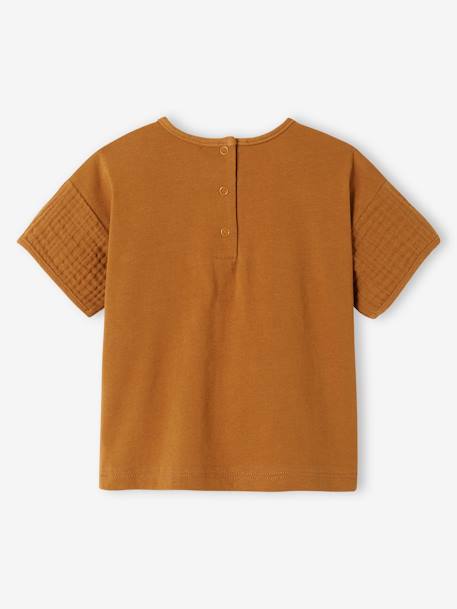 Baby T-Shirt mit Materialmix - karamell - 5