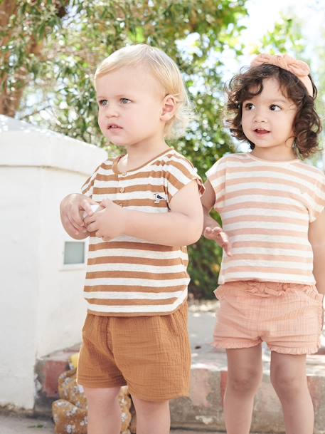 Baby-Set: T-Shirt, Shorts & Kopftuch - orange - 2
