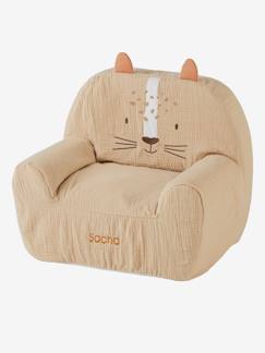 Kinderzimmer-Kindermöbel-Weicher Kinderzimmer Sessel TIGER mit Musselin-Bezug, personalisierbar