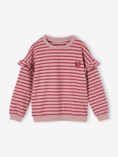 Maedchenkleidung-Pullover, Strickjacken & Sweatshirts-Sweatshirts-Mädchen Ringel-Sweatshirt, Volantärmel Oeko-Tex