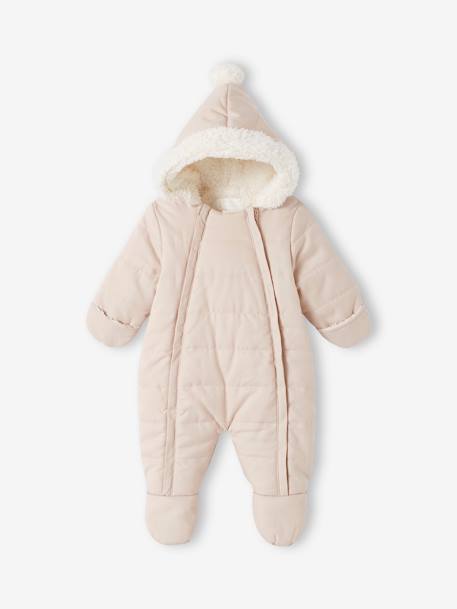 Baby Winter-Overall aus Flanell mit Recycling-Polyester - beige golden - 1