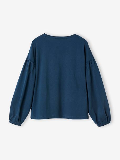 Mädchen Shirt, Flockprint mit Glanzdetails - marine+violett - 2