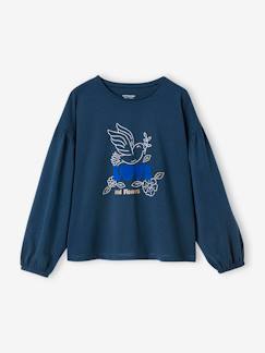 Maedchenkleidung-Mädchen Shirt, Flockprint mit Glanzdetails