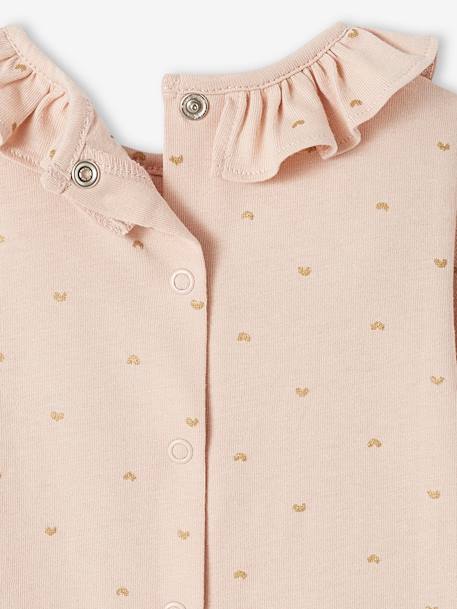 Mädchen Baby Shirt mit Volantkragen, personalisierbar - pudrig rosa+wollweiß herzen - 3